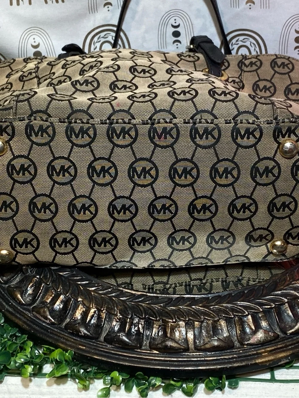 Michael Kors Beige and Black MK Logo Tote